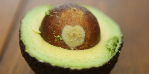 I opened an avocado today to make this guacamole asouthernfairytale.com/2011/02/06/g-is-for-guacamole/ and look what greeted me!Oh Avocado -- I love you, too!