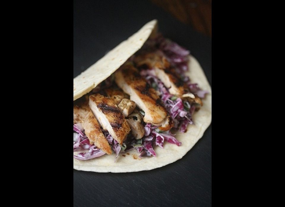 Grilled Chicken Tacos with Creamy Cabbage Slaw