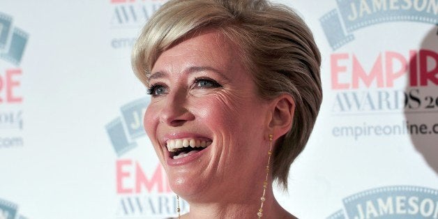 British actress Emma Thompson poses for pictures as she arrives for the 2014 Empire Awards in central London on March 30, 2014. AFP PHOTO / CARL COURT (Photo credit should read CARL COURT/AFP/Getty Images)