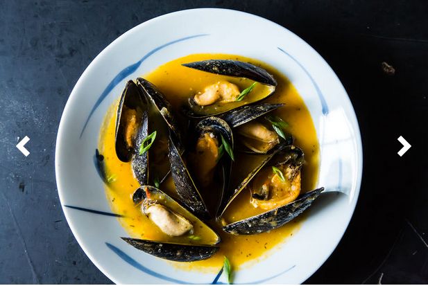 Mussels in a Yellow Tomato Lemongrass Broth