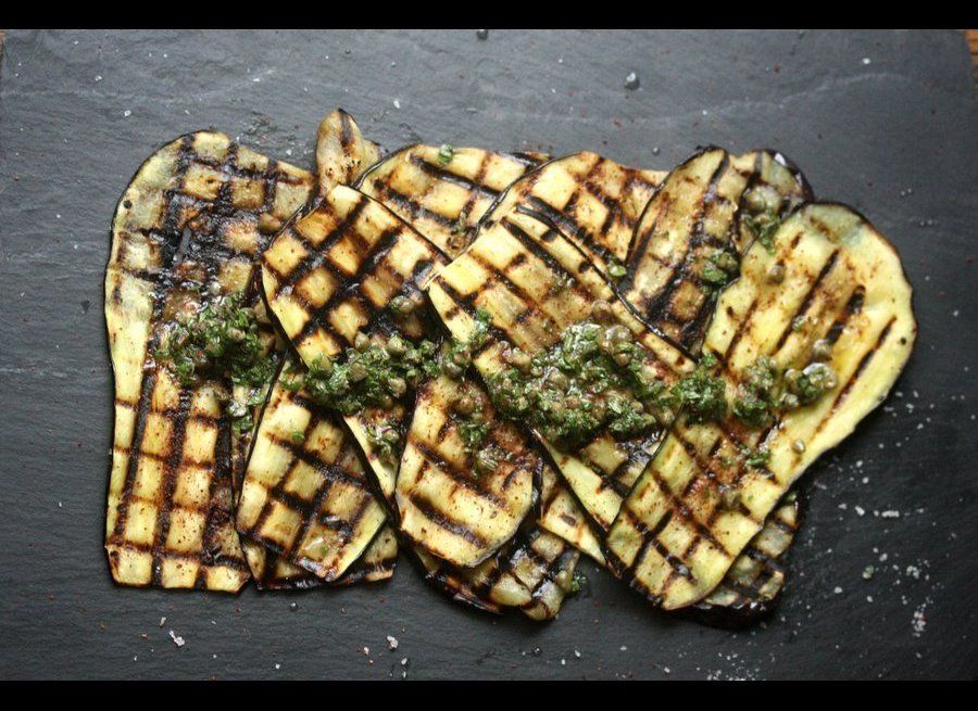 Grilled Eggplant with Sumac, Capers, and Mint