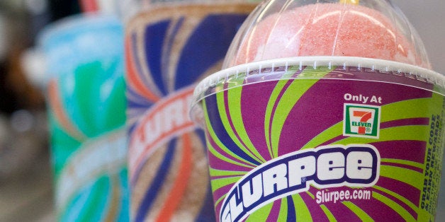 This Nov. 10, 2010 photo shows Slurpees at a 7-11 in Concord, N.H. No word yet on whether the nation's most powerful elected officials will actually be sipping Goji Berry Cherry Slurpees when discussing tax cuts on Nov. 18. But the Slurpee sellers at 7-11 are giddily taking advantage of the golden marketing opportunity with a "Slurpee Unity Tour" now zigzagging across the country to Washington. (AP Photo/Larry Crow)