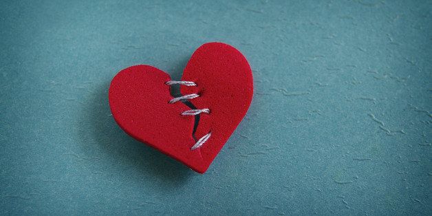 red heart broken with threaded ...