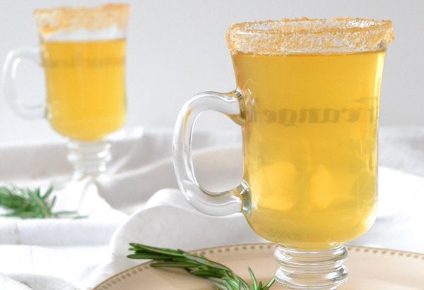 Hot Apple Cider with Rosemary and Whiskey