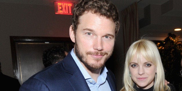 WEST HOLLYWOOD, CA - MARCH 01: (L-R) Actors Chris Pratt, Anna Faris and Doug Wald attend GREY GOOSE Pre-Oscar Party at Sunset Tower on March 1, 2014 in West Hollywood, California. (Photo by Jamie McCarthy/Getty Images for GREY GOOSE)