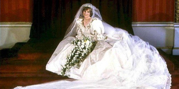 Picture dated 29 July 1981 of Diana, Princess of Wales, in her wedding dress. Princess Diana died of a lunge haemorrhage early 31 August 1997 in Paris after surgery following a high-speed car crash in which her companion Egyptian millionaire Dodi el-Fayed was also killed. (Photo credit should read /AFP/Getty Images)
