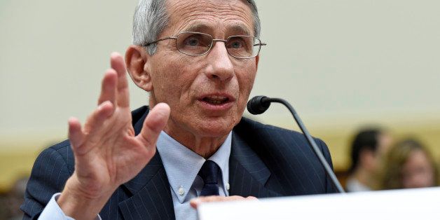 Dr. Anthony Fauci, the director of the National Institute of Allergy and Infectious Diseases, testifies before the House Foreign Affairs subcommittee on Africa, Global Health, Global Human Rights, and International Organizations hearing on the Ebola virus on Capitol Hill in Washington, Wednesday, Sept. 17, 2014. (AP Photo/Susan Walsh)