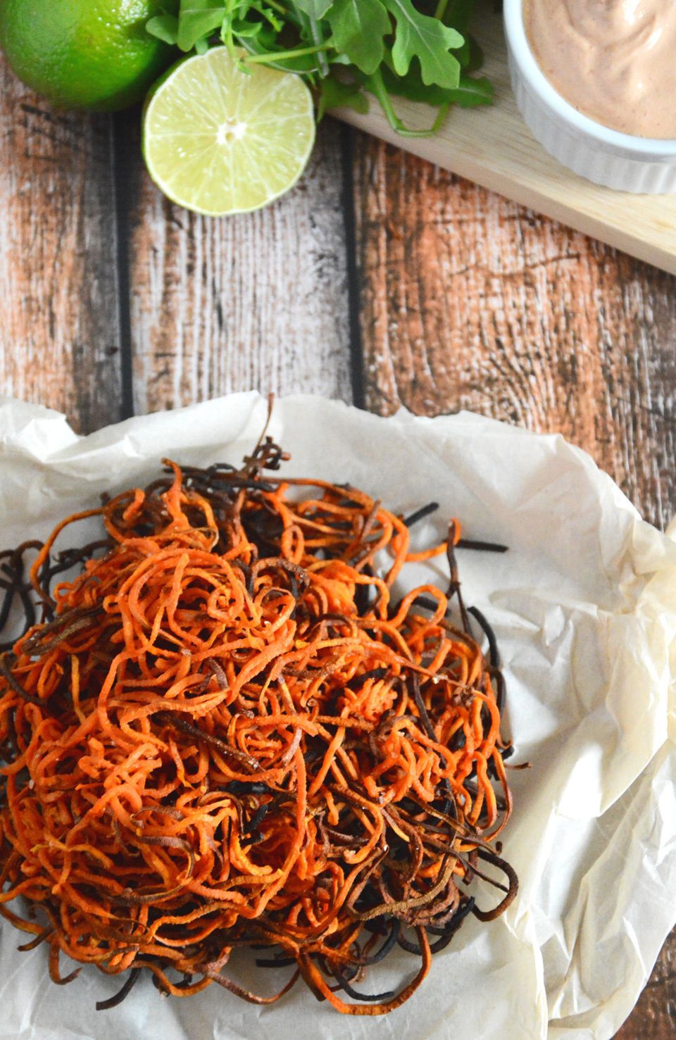 Sweet Potato Curly Fries With Chipotle Lime Aioli