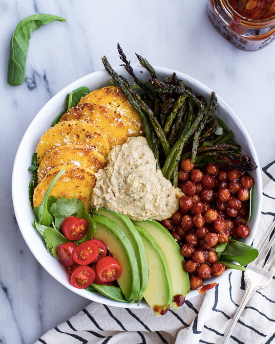 BBQ Chickpea And Crispy Polenta Bowls