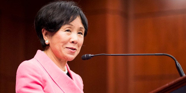 UNITED STATES - SEPTEMBER 13: Rep. Doris Matsui, D-Calif., speaks during announcement of the National Tour of the Congressional Gold Medal Awarded to Japanese American World War II Veterans in the Capitol Visitor Center on Thursday, Sept. 13, 2012. The medal was awarded in October 2010 to the 442nd Regimental Combat Team and the 100th Infantry Battalion, as well as the 6,000 Japanese Americans who served in the Military Intelligence Service during the war. (Photo By Bill Clark/CQ Roll Call)