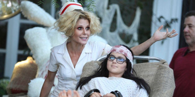 MODERN FAMILY - 'Halloween 3: AwesomeLand' - Even though Halloween is Claire's holiday, she allows Phil to take over this year so instead of her usual fright-fest theme, he decides to turn the house into AwesomeLand! Gloria picks out Princess Fiona and Shrek costumes for her and Jay but Jay decides he wants to be Prince Charming complete with a full head of gorgeous hair, and with the hair comes a new sense of confidence. Elsewhere, Cameron gets overwhelmed by the day's activities and Mitchell has closing arguments for a huge case, and it doesn't help that the stenographer is dressed like a spider, WEDNESDAY, OCTOBER 29 (9:00-9:31 p.m., ET), on the ABC Television Network. Guest stars Steve Zahn ('Treme') and Andrea Anders ('Better Off Ted') return as the Dunphy's neighbors. (Photo by John Fleenor/ABC via Getty Images)