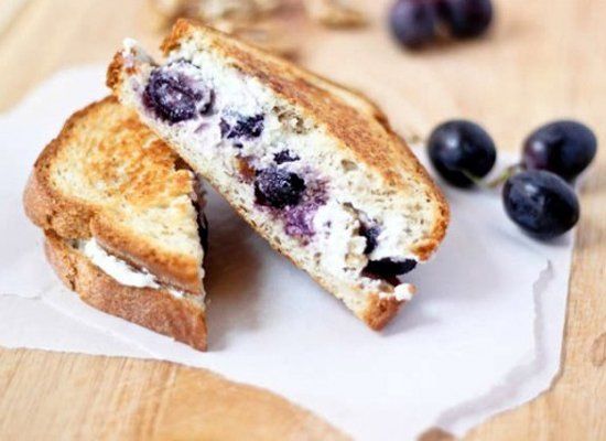 Grilled Goat Cheese Sandwich With Honey-Roasted Grapes