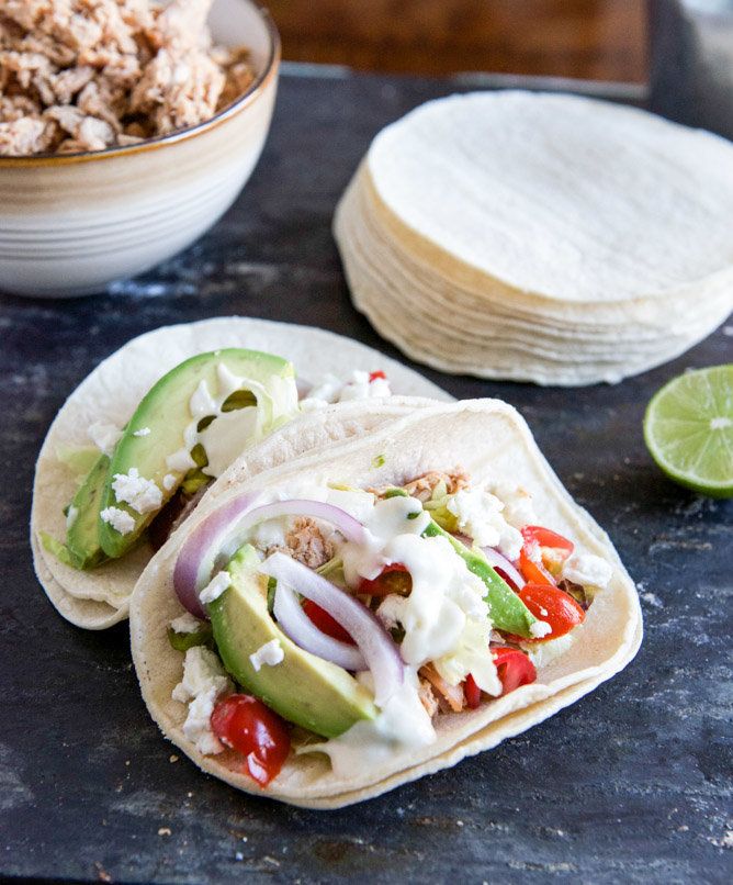 Smoky Roasted Chicken Tacos With Spicy Goat Cheese Queso