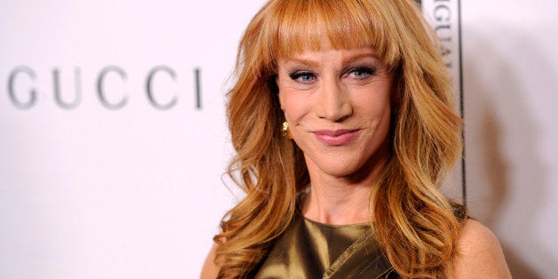 Host Kathy Griffin poses at the "Make Equality Reality" event at the Montage Hotel on Monday, Nov. 3, 2014, in Beverly Hills, Calif. (Photo by Chris Pizzello/Invision/AP)