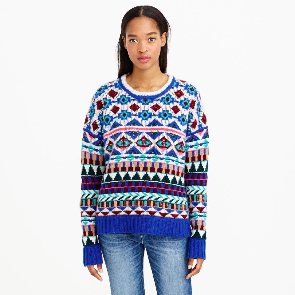 J.Crew Collection Cashmere Fabric Fair Isle Sweater
