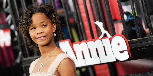 Actress Quveznhane Wallis attends the world premiere of "Annie" at the Ziegfeld Theatre on Sunday, Dec. 7, 2014, in New York. (Photo by Evan Agostini/Invision/AP)