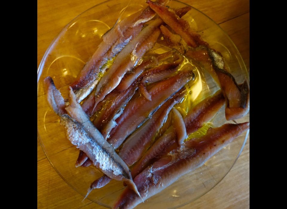 I used salt-packed anchovies, soaked and filleted; oil-packed would be fine too