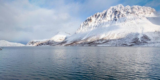 arctic norway snowy mountains...