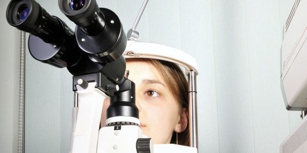 patient at the eye testing