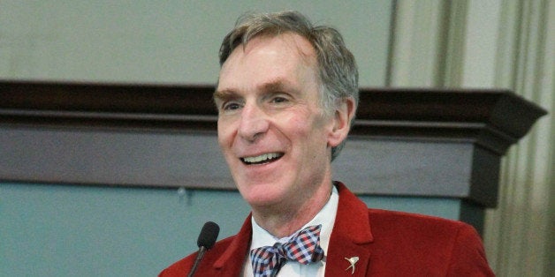 NEW YORK, NY - NOVEMBER 07: Bill Nye promotes his new book, 'Undeniable: Evolution And The Science Of Creation' at Barnes & Noble Union Square on November 7, 2014 in New York City. (Photo by Rob Kim/Getty Images)