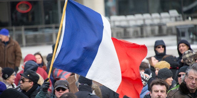 NATHAN PHILLIPS SQUARE, TORONTO, ONTARIO, CANADA - 2015/01/11: Toronto people meets in the Je Suis Charlie vigil at Nathan Phillips Square to honor the victims of the Charlie Hebdo magazine shootings and to demonstrate against the terrorism. Canadians stand together the French people and defends the freedom of speech. Canadians send the message they will not be afraid. (Photo by Roberto Machado Noa/LightRocket via Getty Images)