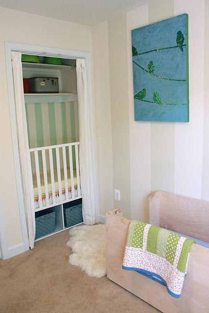 Mini crib in closet best sale