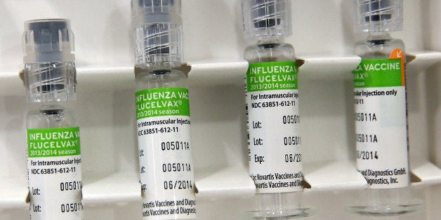 CONCORD, CA - JANUARY 14: Syringes filled with influenza vaccination are seen at a Walgreens Pharmacy on January 14, 2014 in Concord, California. Public health officials are encouraging residents to get flu shots as an aggressive strain of the H1N1 'swine flu' has killed 15 people in the San Francisco Bay Area. (Photo Illustration by Justin Sullivan/Getty Images)