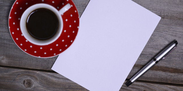 Blank Paper ready for your own text, Pen & Coffee