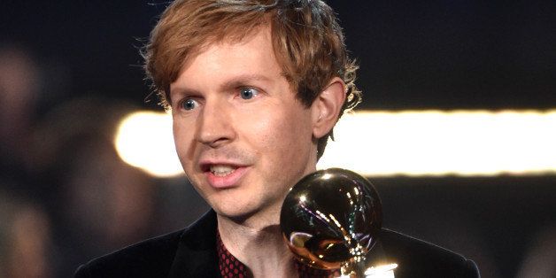 LOS ANGELES, CA - FEBRUARY 08: Recording artist Beck accepts the Best Rock Album award for 'Morning Phase' onstage during The 57th Annual GRAMMY Awards at the STAPLES Center on February 8, 2015 in Los Angeles, California. (Photo by Kevin Winter/WireImage)