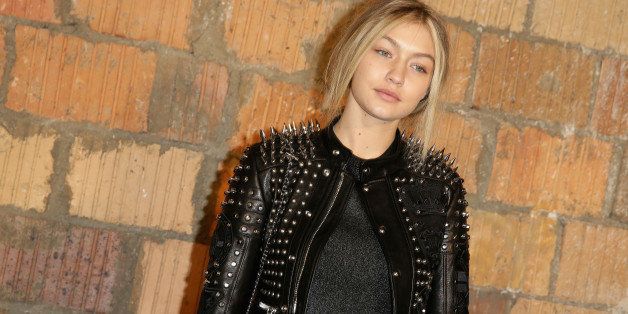 NEW YORK, NY - FEBRUARY 17: Model Gigi Hadid poses backstage at the Diesel Black Gold fashion show during Mercedes-Benz Fashion Week Fall 2015 on February 17, 2015 in New York City. (Photo by Chelsea Lauren/Getty Images for Mercedes-Benz Fashion Week)