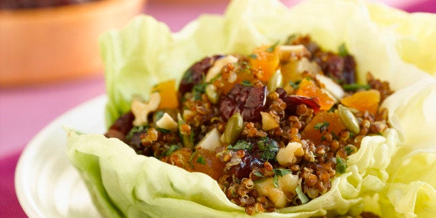 Quinoa salad in lettuce wrap