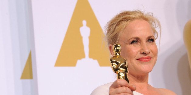HOLLYWOOD, CA - FEBRUARY 22: Actress Patricia Arquette winner for Best Supporting Actress in 'Boyhood' poses inside the press room of the 87th Annual Academy Awards held at Loews Hollywood Hotel on February 22, 2015 in Hollywood, California. (Photo by Albert L. Ortega/Getty Images)