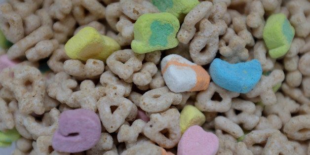 MIAMI, FL - SEPTEMBER 23: In this photo illustration, the General Mills cereal Lucky Charms is seen on September 23, 2014 in Miami, Florida. During a share holders meeting tomorrow, General Mills investors are being given the opportunity to vote on whether the company should remove genetically modified organisms from its products. (Photo Illustration by Joe Raedle/Getty Images)
