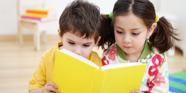 kids reading books in school