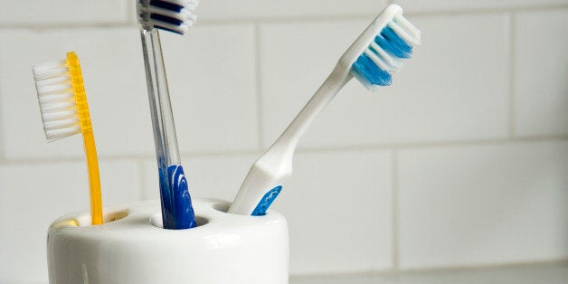 Toothbrushes in holder