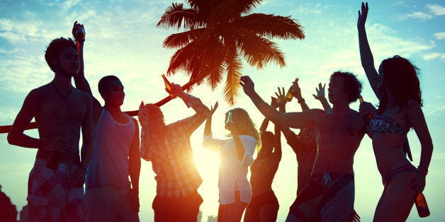 Silhouettes of Diverse Multiethnic People Partying