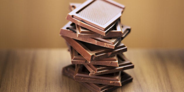 Close up of stack of chocolate squares