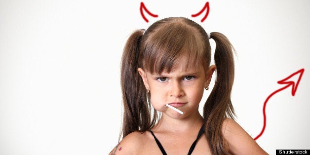 portrait of funny angry child...