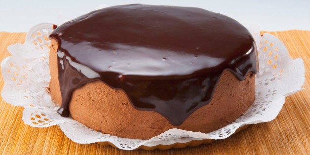 Close-up of chocolate sauce on a cake