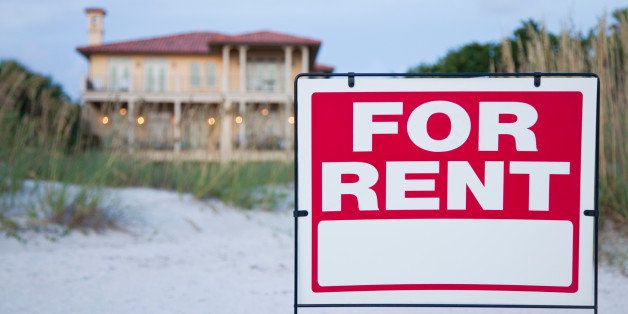 For rent sign in front of beach house