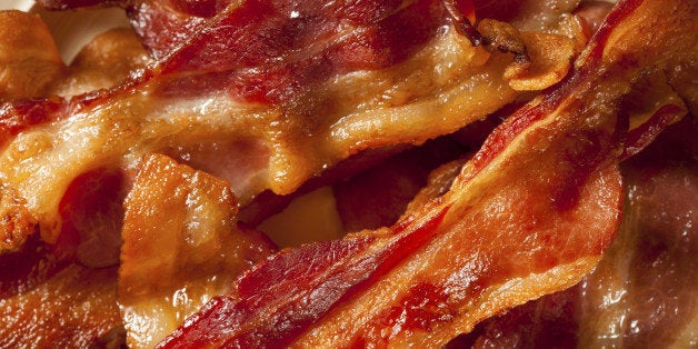 Crispy Organic Unhealthy Bacon on a Background