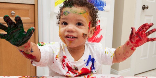 Little Boy Finger Painting