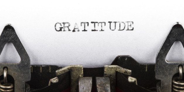 Old typewriter with text gratitude