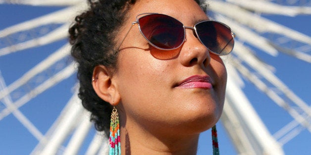 INDIO, CA - APRIL 12: Festival attendee Sabrina Sanchez from Canada wearing Charlotte Russe during the 2015 Coachella Valley Music and Arts Festival - Weekend 1 at The Empire Polo Club on April 12, 2015 in Indio, California. (Photo by Rachel Murray/Getty Images for Coachella)