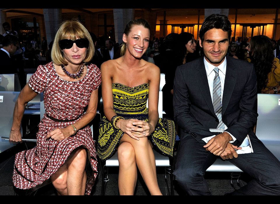 Anna Wintour, actress Blake Lively and Roger Federer