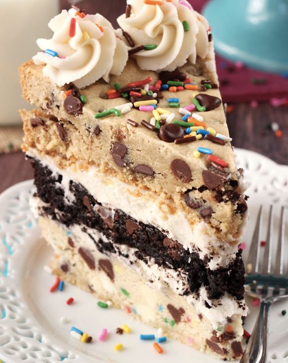 Decadent Chocolate Cake with Cookie Dough Filling