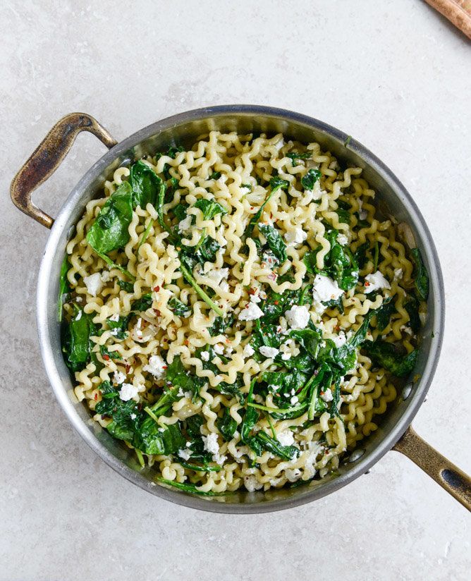 Caramelized Shallot, Spinach And Goat Cheese Garlic Butter Pasta