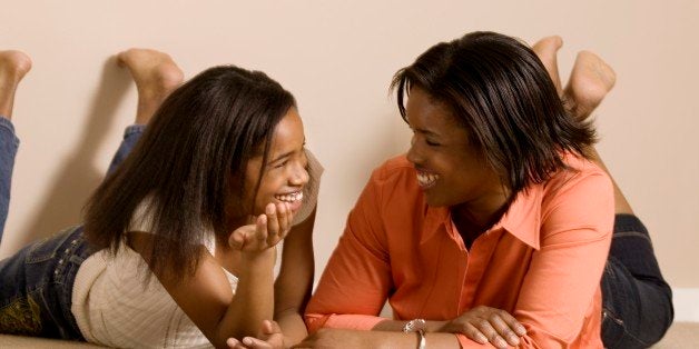 Mom and daughter relaxing together