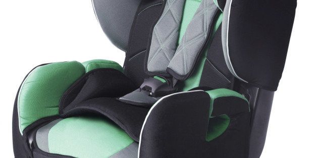 child's car seat isolated on a white background