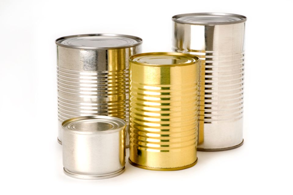 tin cans on white background